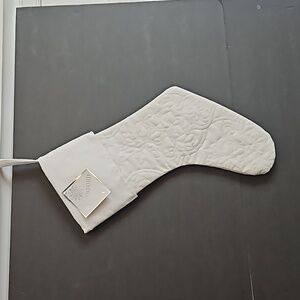 Waterford Fine Linens winter white cream quilted Christmas stocking